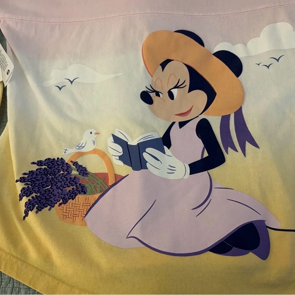 Disney World Epcot French Bonjour Ombre Minnie Mouse Spirit Jersey Shirt NWT M - Picture 3 of 5